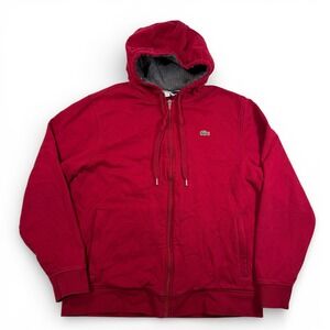 Lacoste Sport Full Zip Hoodie Mens XXL 7 Red Sweatshirt